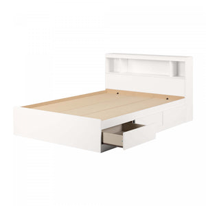 Fusion Ensemble Lit Matelot Et Tete De Lit Bibliotheque Blanc Solide, De Meubles South Shore
