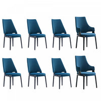  Ensemble de 8 chaises de salle a manger Kara Modern en bleu
