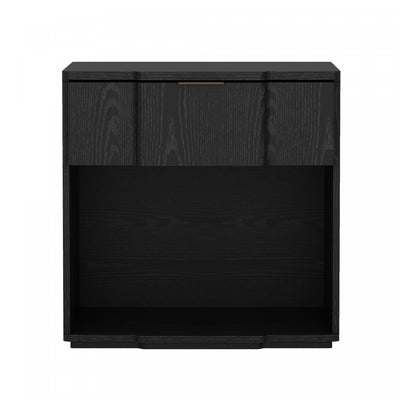 Clive Mid-Century Modern 22" Nightstand in Black (1-Drawer) | Table de nuit Clive style milieu du siecle moderne 56 cm en noir (1 tiroir)