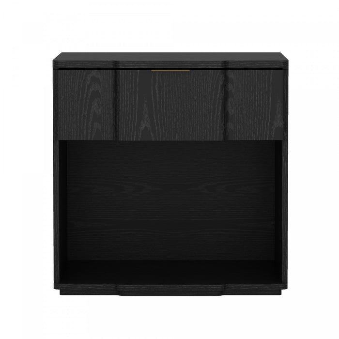 Table de nuit Clive style milieu du siecle moderne 56 cm en noir (1 tiroir)