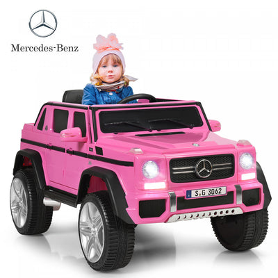 12v Licensed Mercedes-benz Kids Ride On Car Rc Motorized Vehicles W/ Trunk Pink