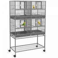 Pawhut Grande Cage A Oiseaux En Metal A Double Roulement Avec Plateau En Metal Amovible, Etagere De