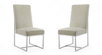 Chaise de salle a manger moderne en velours et metal Element, coloris champagne - Lot de 2