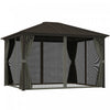 Outsunny Abri De Jardin De Luxe A Toit Rigide De 10 Pi X 12 Pi Avec Rideaux Et Filet, Gris
