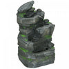 Outsunny Fontaine D'exterieur 4 Niveaux Avec Lumiere Led, Cascade En Resine