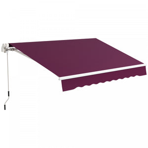Outsunny Auvent Retractable 10' X 8' Avec Lumieres Led, Uv40+, Rouge Vin