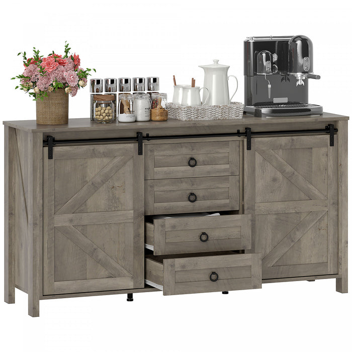 HOMCOM Buffet de ferme avec portes gris clair vieilli