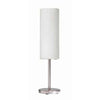 Lampe de table Paza de Dainolite en verre blanc givré, avec fini chromé satiné et 1 ampoule