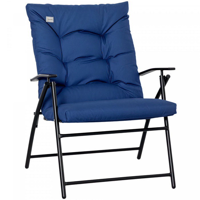 Chaise Longue Pliable, Fauteuil Rembourre Avec Accoudoirs, Bleu