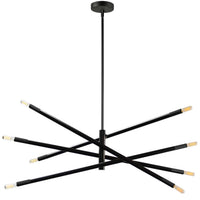 Petit lustre Wand de Dainolite avec fini noir mat et 8 ampoules