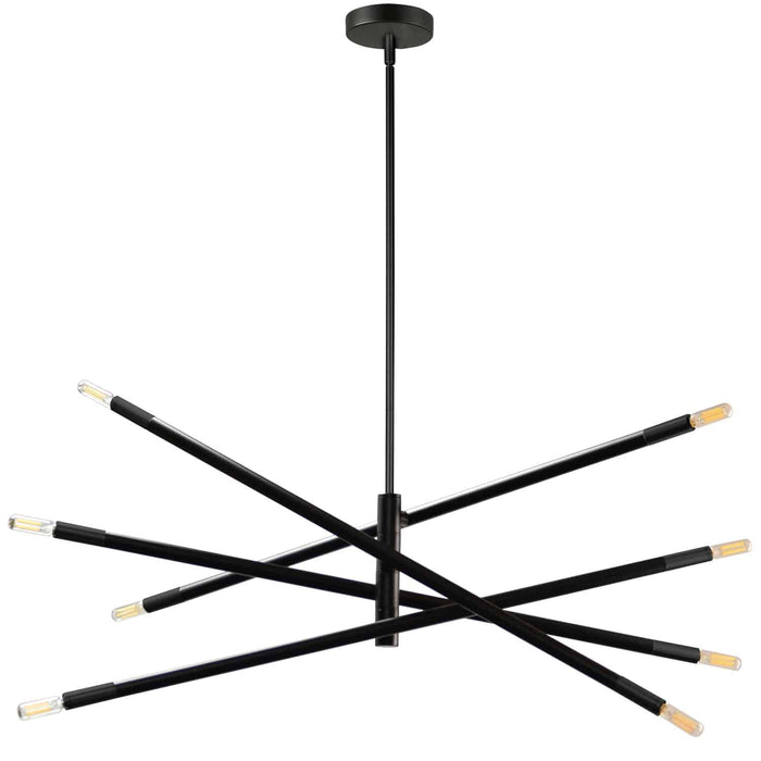 Petit lustre Wand de Dainolite avec fini noir mat et 8 ampoules