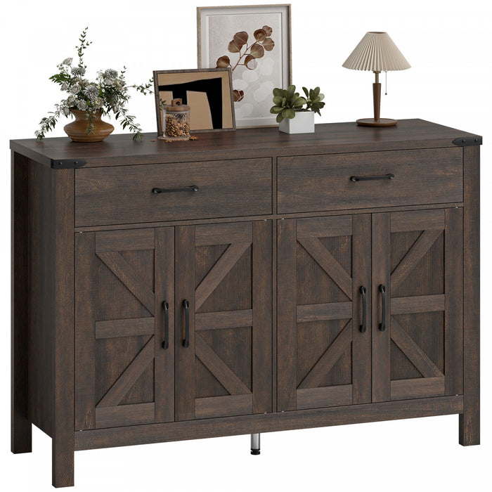 Buffet HOMCOM avec Tiroirs et Etageres, Buffet de Style Ferme