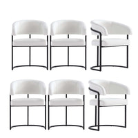 Chaise de salle a manger Augusta moderne en metal et cuir vegetalien blanc - Lot de 6