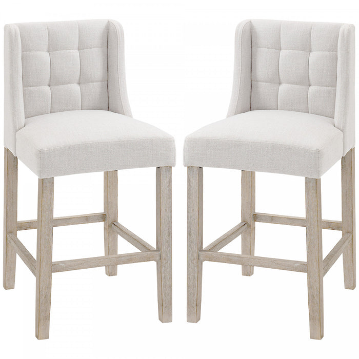 HOMCOM 2 Tabourets de Comptoir Moderne Tissu Beige