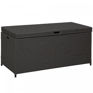 Outsunny Wicker Deck Box, 118 Gallon Pe Rattan Storage Box, Grey