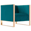 Fauteuil d’appoint Trillium de Manhattan Comfort en velours - bleu sarcelle et doré