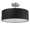 Plafonnier semi-affleuré Everly de Dainolite avec abat-jour noir, fini chromé satiné et 3 ampoules