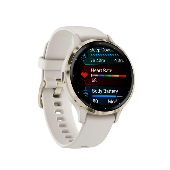 Garmin Forerunner® 165 Montre Intelligente Gps - Suivi De La Sante Avec Ecran Amoled - Gris Brumeux/blanc Pierre