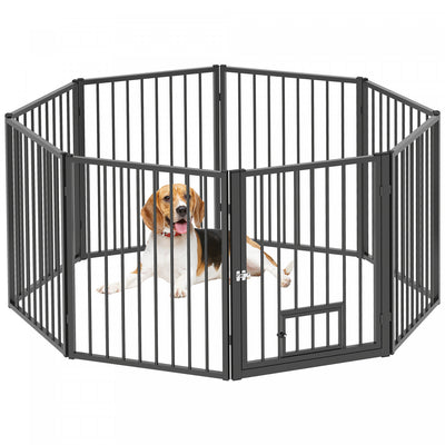 Pawhut Dog Playpen, 30"h Pet Playpen, 8 Panels Puppy Exercise Pen Heavy Duty With Dog Gate & Cat Doo|Pawhut Parc Pour Chien, 30" De Hauteur, 8 Panneaux, Enclos D'exercice Pour Chiot, Barriere Pour Chie