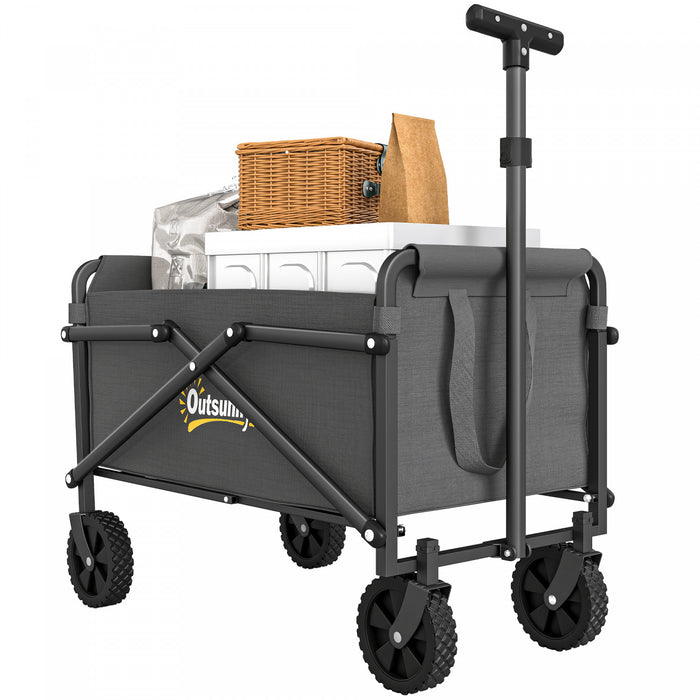 Outsunny Petit Chariot Pliable, Chariot Utilitaire de Jardin, Gris