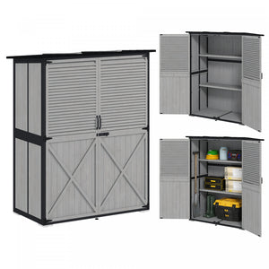 Outsunny Armoire De Rangement Exterieure, Abri De Jardin, 2 Etageres, Gris