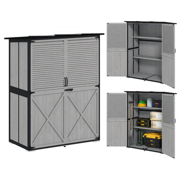 Outsunny Armoire De Rangement Exterieure, Abri De Jardin, 2 Etageres, Gris