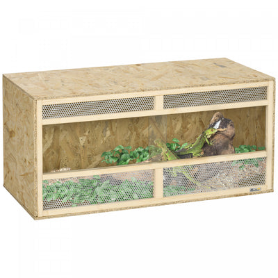 PawHut Reptile Terrarium, 58 Gallon Reptile Tank w/ Transparent Sliding Doors, Breathable Mesh for Bearded Dragon, Lizards, Horned Frogs, Snakes and Chameleons, 39" x 18.5" x 18.5"