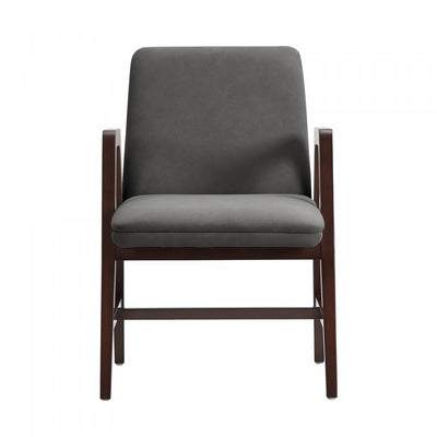 Stella Modern Wood Velvet Armchair in Graphite | Fauteuil moderne en bois et velours Stella, coloris graphite