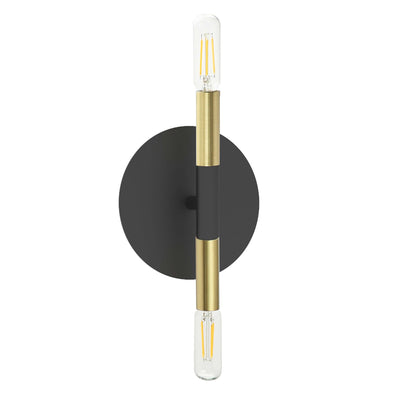 Dainolite Wand 2 Light Wall Sconce Matte Black/Aged Brass Lamp|Applique murale Wand de Dainolite avec fini noir mat et laiton vieilli et 2 ampoules