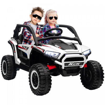 Qaba 24v 7ah Powered Ride-On Truck, 2 Seater 4wd Battery Powered Electric Car For Kids With 4 Spring|Qaba Vus 2 Places, Voiture Electrique 24 V 7 Ah Pour Enfants Avec Suspension A Ressort, Telecommande