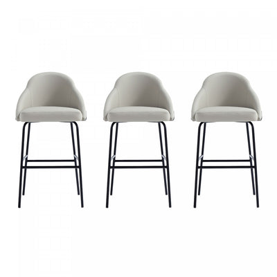 Gracie Modern Metal Upholstered Barstool in Stone Gray and Black - Set of 3 | Tabouret de bar moderne en metal Gracie avec revetement en tissu, gris pierre et noir - Lot de 3