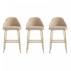 Tabouret de bar moderne en metal Gracie avec revetement en tissu, coloris beige et or - Lot de 3