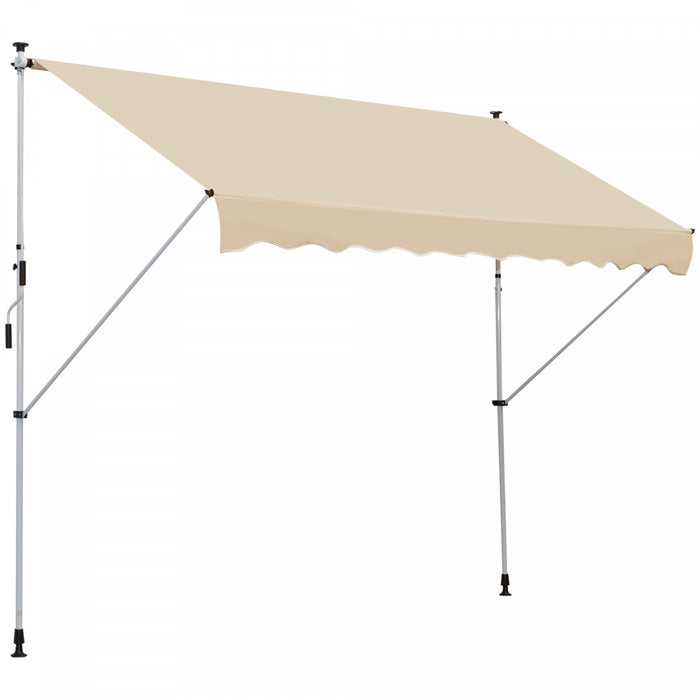 Store Banne Manuel Retractable 3l X 1,5l M Inclinaison Et Hauteur Reglable Installation Rapide Metal Alu Polyester Anti-uv Beige