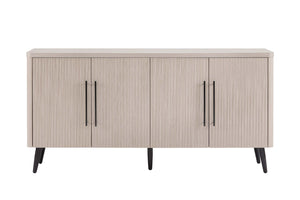 Buffet Jodie style milieu du siecle de 165 cm a rainures, chene blanchi