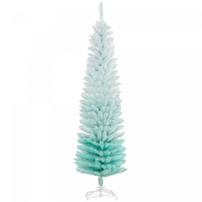 Homcom Slim Artificial Christmas Tree, Pencil Xmas Tree, Gradient Blue|Homcom Sapin De Noel Artificiel Fin, Sapin De Noel Crayon, Bleu Degrade