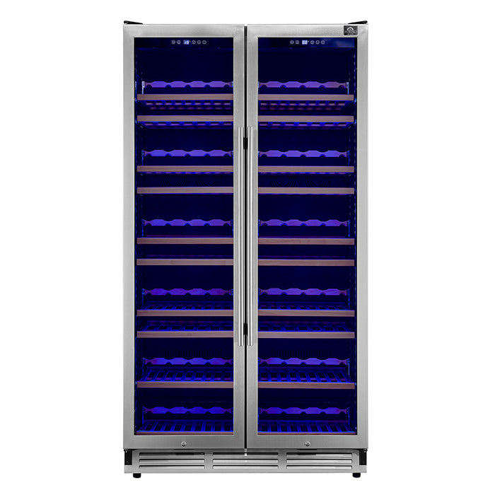Cave a vin Vernazza de 40\" cote a cote a double zone, capacite de 25,07 pi³, en acier inoxydable-FWCDR6642-40S