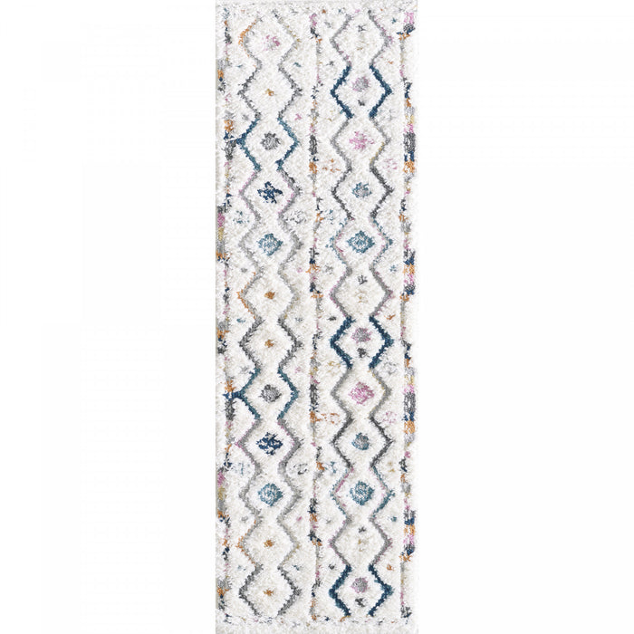 Carpette à poil long Lola à motif de chevron - 2 pi 7 po x 8 pi