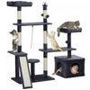 Pawhut Arbre A Chat De 53\", Tour A Plusieurs Niveaux Pour Chats D'interieur Avec Griffoirs En Sisal, Lits, Plates-formes, Rampe, Centre D'activite Pour Chat, Gris Fonce