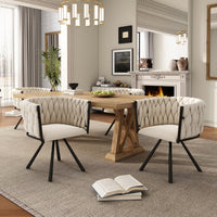 Chaises de salle a manger pivotantes Amelia en velours avec revetement capitonne et pieds en metal, lot de 2, beige