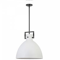 Luminaire suspendu Liberty de Dainolite avec abat-jour en métal blanc mat, fini noir mat et à 1 ampoule