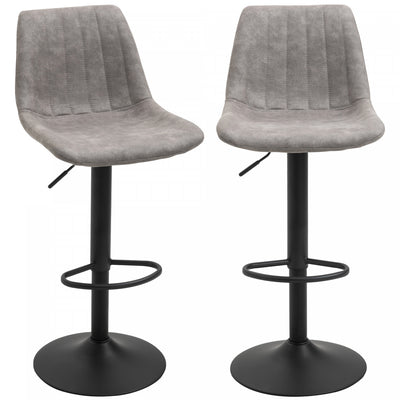 HOMCOM Adjustable Bar Stools Set of 2, Leathaire Swivel Barstools w/ Back