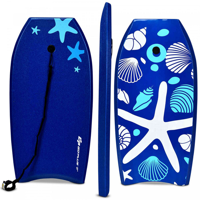 Planche De Bodyboard Surf 33 Pouces (83 X 48 X 6 Cm) Avec Sangle De 83 Cm Et Motif Cocotier + Parasol Pour Debutant Enfant Adulte Xpe+hdpe 0.6kg