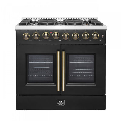 Forno Galiano 36" French Door Dual Fuel Range, Black, 5.36 cu. ft. - FFSGS6356-36BLK | Cuisiniere a double combustible Galiano de 36 po, noire, 5.36 pi³ - FFSGS6356-36BLK