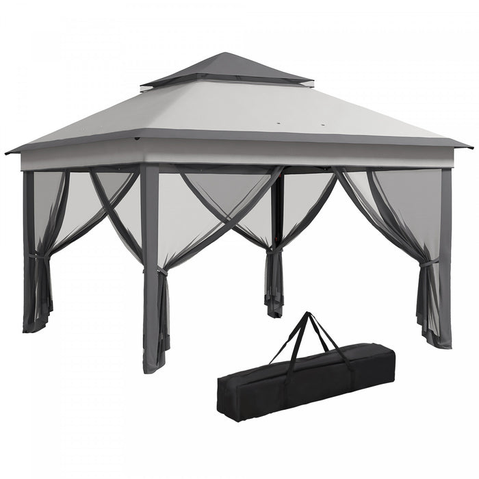 Outsunny Tonnelle Escamotable Avec Couverture De Toit Uv30+, Gris Clair