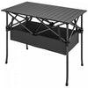 Outsunny Table de Camping Pliante 3 Pieds avec Filet de Rangement et Sac de Transport