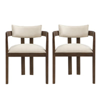 Evelyn Ensemble de 2 chaises de salle a manger en bois de caoutchouc avec accoudoirs et assise rembourree, noyer