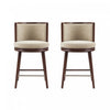 Tabouret de comptoir moderne en bois et tissu Evalyn, naturel - Lot de 2