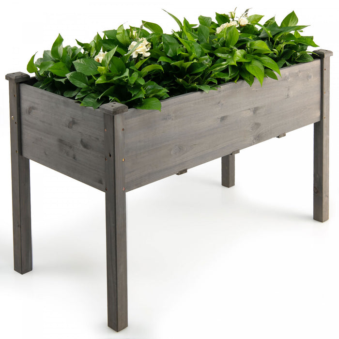 Costway En Bois Souleve Lit De Jardin De Legumes Eleve Cultiver Planteur De Legumes Gris