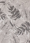 Tapis Jackson a feuilles botaniques gris et blanc, 6'7\" x 9'6\"