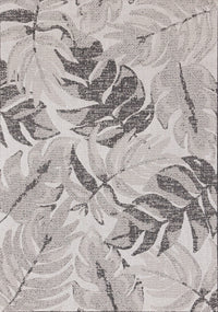 Tapis Jackson a feuilles botaniques gris et blanc, 6'7